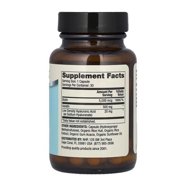 Комплекс для волосся, шкіри та нігтів, Hair, Skin and Nails (Biotin, Keratin & Hyaluronic Acid) - 30 caps 2023-10-6808 фото