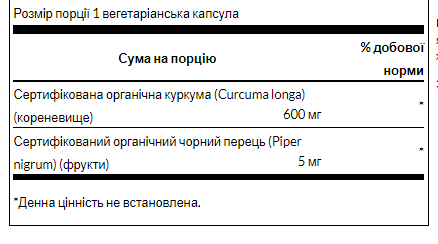 Куркума та чорний перець, Turmeric Black Pepper - 60veg caps 2022-09-9907 фото