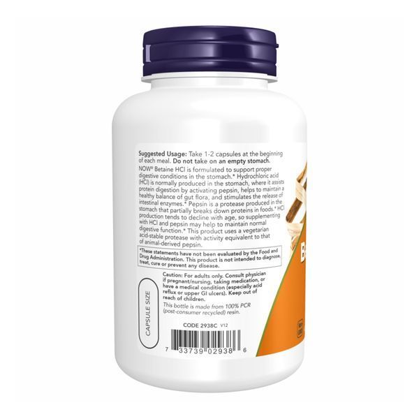 Бетаин, Betaine HCI 648mg - 120vcaps 100-79-9157195-20 фото