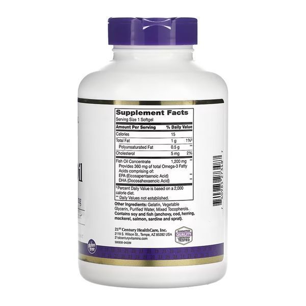 Рыбий жир, Fish Oil 1200 mg - 140 softgels 2023-10-7093 фото