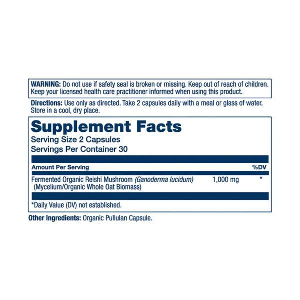 Экстракт гриба рейши, Org Grown Fermented Reishi 1000mg - 60 caps 2023-10-2147 фото