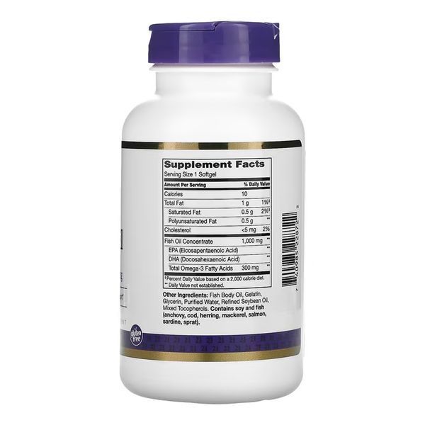 Омега-3, Fish Oil 1000 mg - 120 softgels 2023-10-7092 фото