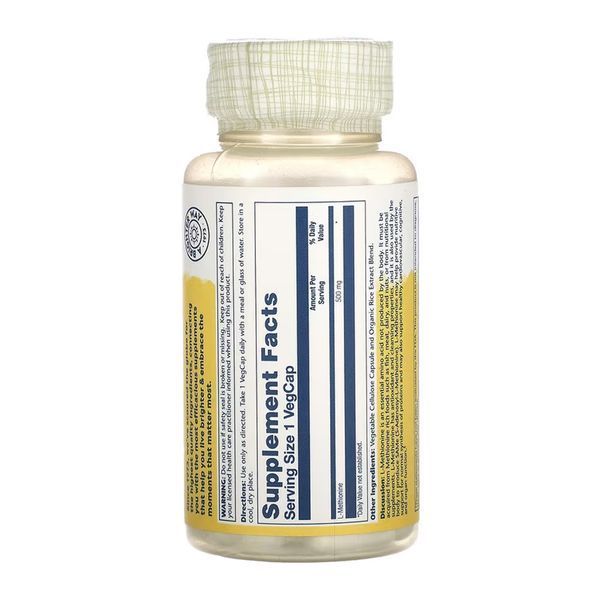 L-метіонін, L-Methionine 500mg - 30 vcaps 2023-10-6754 фото
