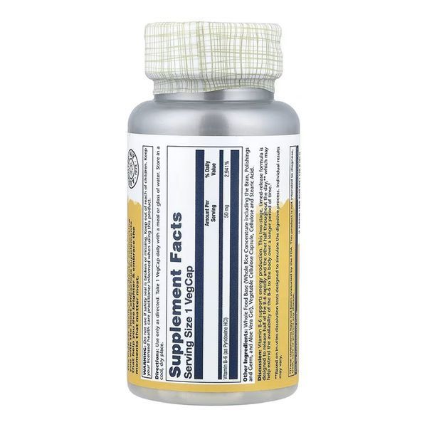 Вітамін B-6, Vitamin B-6 Timed-Release 50mg - 60 vcaps 2024-11-0253 фото
