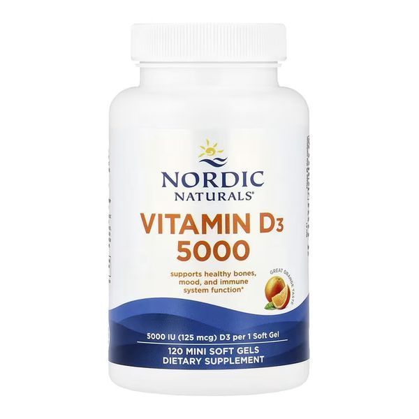 Вітамін D3, Vitamin D3 5000 - 120 mini softgels 2023-10-7855 фото