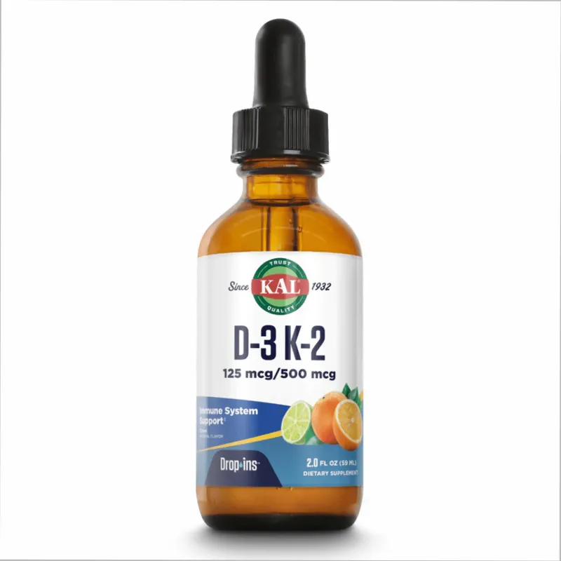 Вітамін Д3 та К2, D3 K2 DropIns 125mcg - 2 oz Citrus