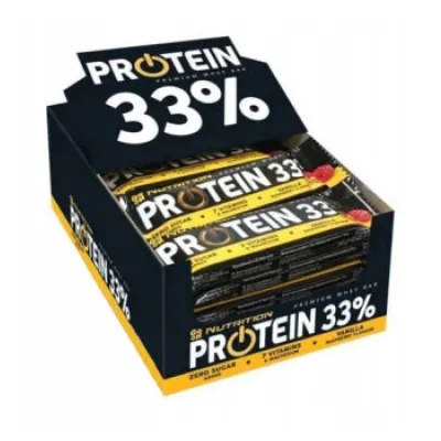 Протеїнові батончики, Protein 33% Bar - 25x50g Vanilla-Rapsberry
