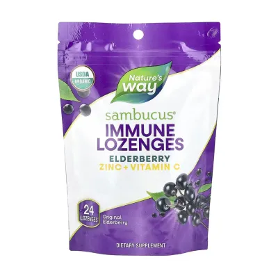 Цинк Nature's Way (Sambucus Organic Lozenges) – 24 cnt, для иммунитета