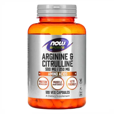 Аргінін та Цитрулін, Arginine 500mg Citruline 250mg - 120 vcaps