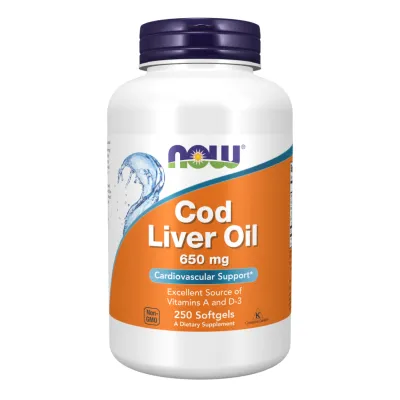 Рыбий жир из печени трески, Cod Liver Oil 650mg - 250 sgels