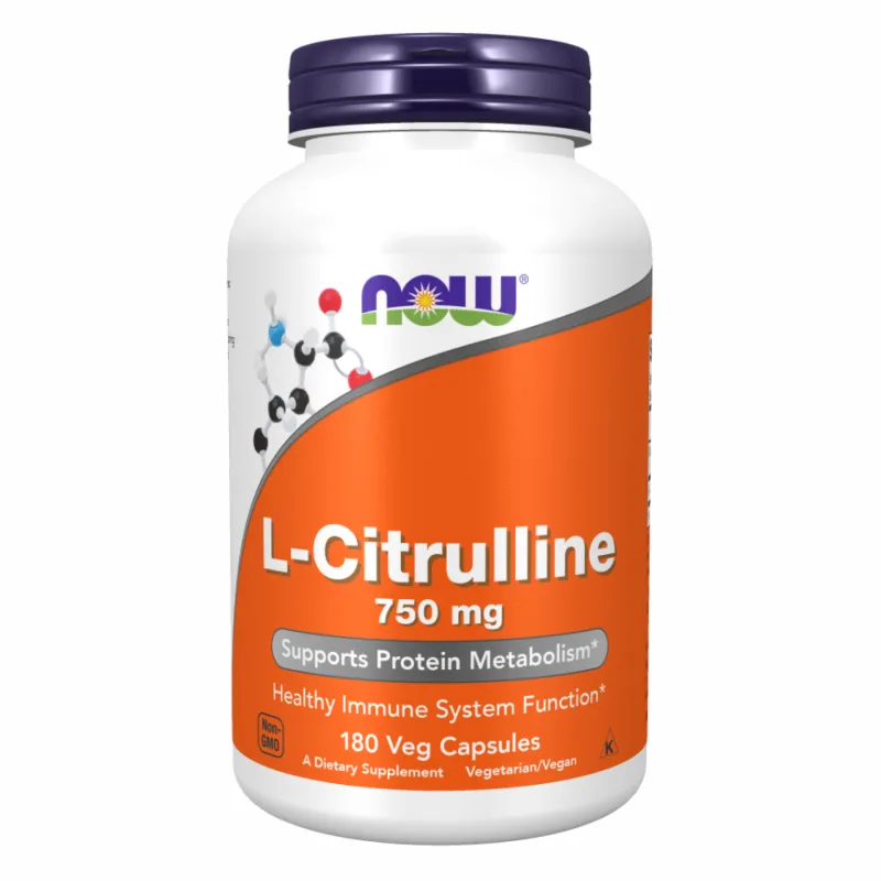 L-цитруллин 750мг Now Foods (Citrulline) — 180 веганских капсул, для силы и тренировок