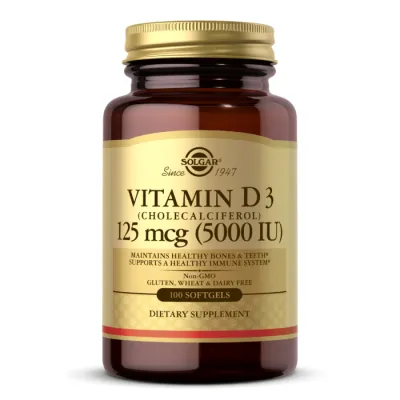 Вітамін Д3, Vitamin D3 Cholecalciferol 125 mcg 5000 IU - 100 softgels