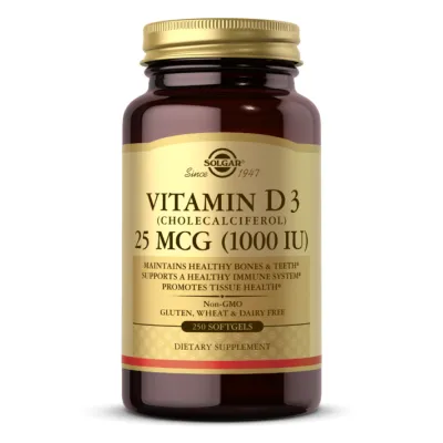 Вітамін D3 1000 IU Solgar (Vit D3) — 250 софтгелів