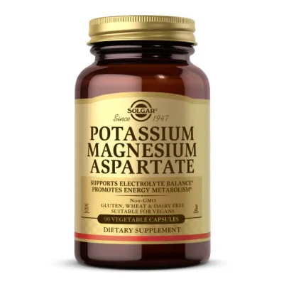 Магній Solgar (Potassium Aspartate) — 90 веганських капсул, для м’язів і нервової системи