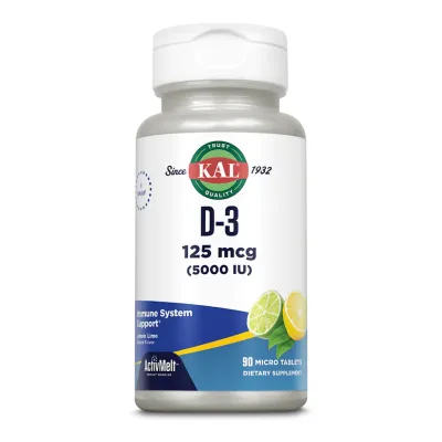 Витамин Д3, D-3 5000 IU 125mcg - 90 tabs Lemon Lime