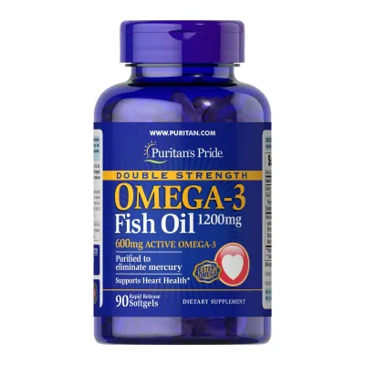 Омега-3, Double Strength Omega-3 Fish Oil 1200mg/600mg Omega-3 - 90 sgels