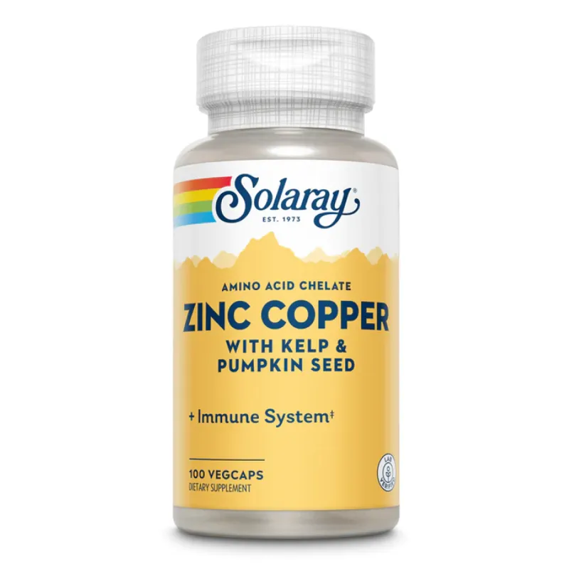 Цинк и медь с бурыми водорослями (Келп) и семенами тыквы, Zinc Copper - 100 vcaps