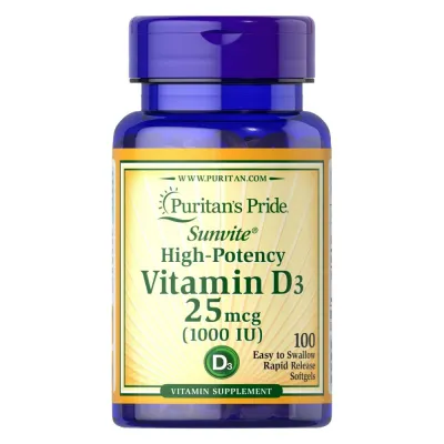 Вітамін Д-3, Vitamin D3 25mcg 1000IU - 100softgels