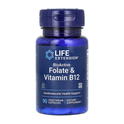 Фолиевая кислота с витамином Б12, BioActive Folate & Vitamin B12 - 90 vcaps