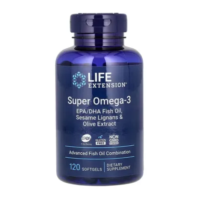 Омега 3, Super Omega-3 EPA/DHA Fish Oil Sesame Lignans & Olive Extract - 120 softgels