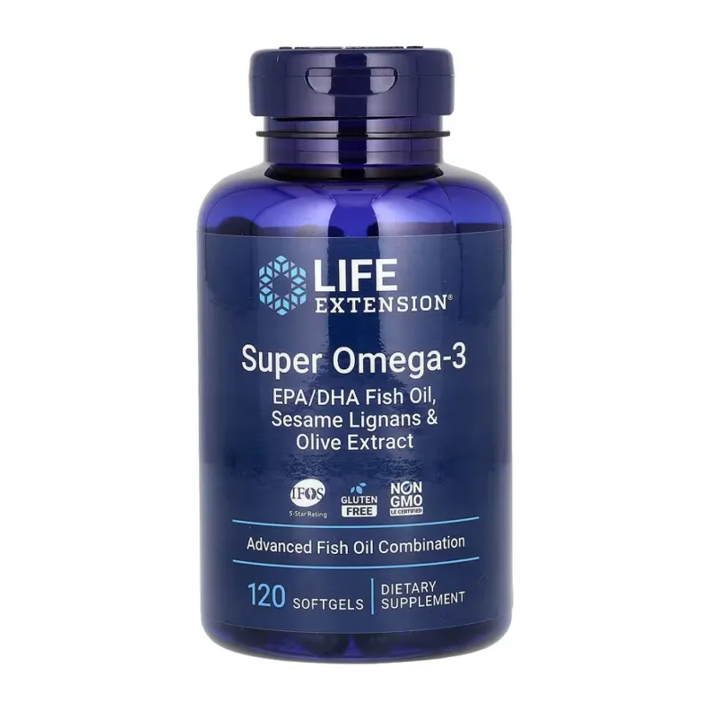 Омега 3, Super Omega-3 EPA/DHA Fish Oil Sesame Lignans & Olive Extract - 120 softgels