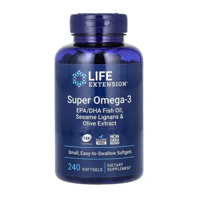 Омега 3, Super Omega-3 EPA/DHA Fish Oil Sesame Lignans & Olive Extract - 240 softgels