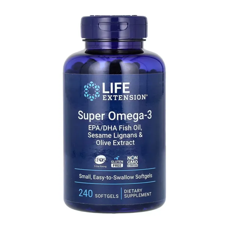 Омега 3, Super Omega-3 EPA/DHA Fish Oil Sesame Lignans & Olive Extract - 240 softgels