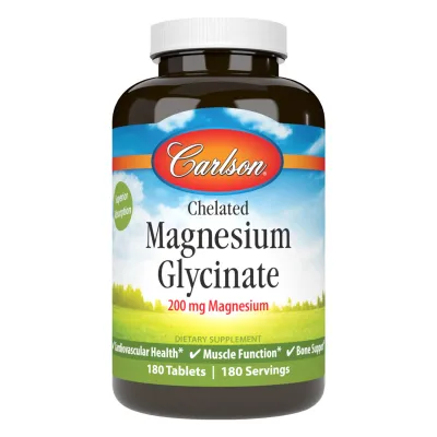 Хелатний Магній Гліцинат, Carlson Chelated Magnesium Glycinate - 180 tabs