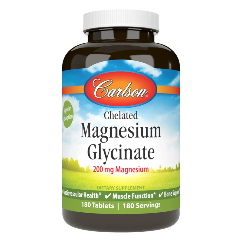 Хелатний Магній Гліцинат, Carlson Chelated Magnesium Glycinate - 180 tabs