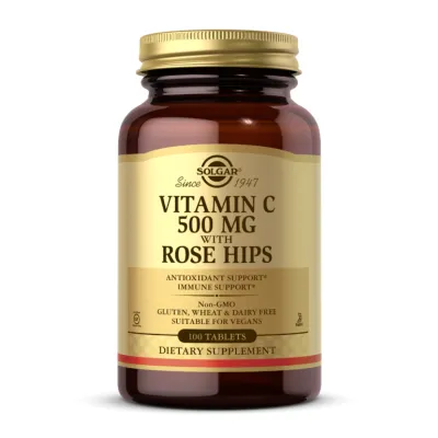 Вітамін С із шипшиною, Vitamin C 500mg with Rose Hips - 100 tabs