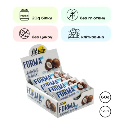 Протеиновые батончики, Forma Bar - 12x60g Coconut