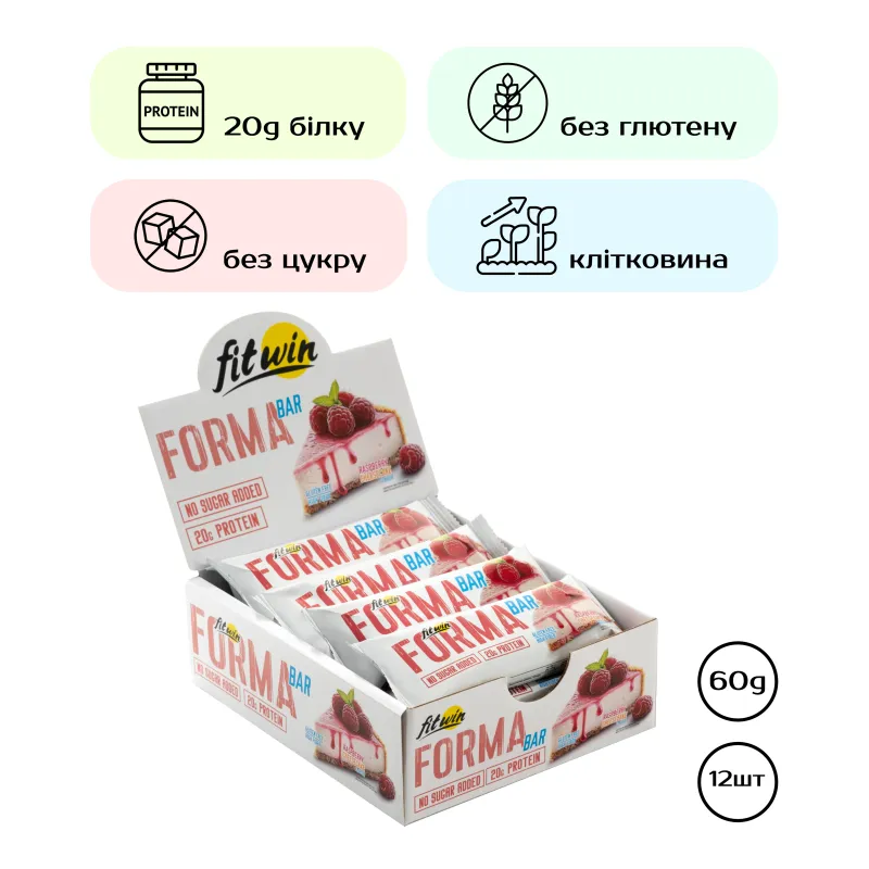 Протеиновые батончики, Forma Bar - 12x60g Raspberry Cheesecake