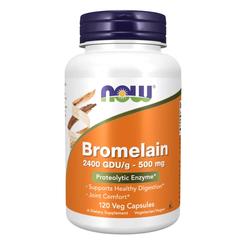 Бромелайн 500мг Now Foods (Bromelain) — 120 веганських капсул, для травлення