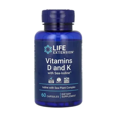 Витамин Д3 и K с йодом, Vitamins D and K with Sea-Iodine™ - 60 caps
