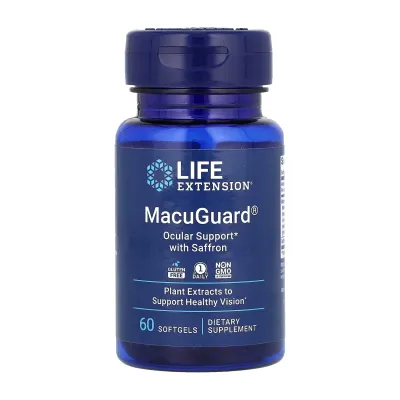 Life Extension, MacuGuard, добавка для здоров’я зору з шафраном, 60 софтгелей