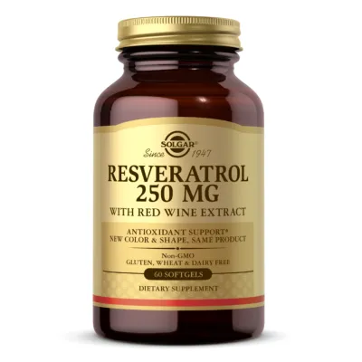 Ресвератрол, Resveratrol 250mg with Red Wine Extract - 60 softgels