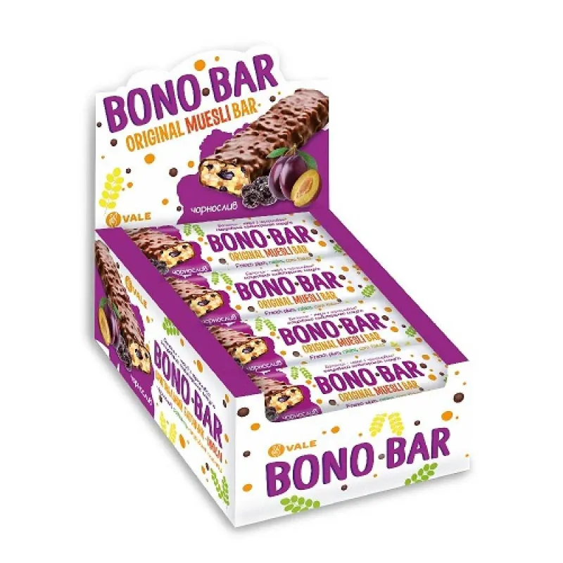 Мюслі батончики, Bono Bar Original Muesli - 20х40g French Plum