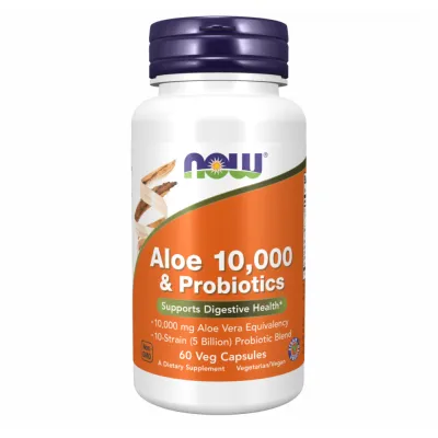 Алое с пробиотиками, Aloe Vera 10000 & Probiotics - 60 vcaps
