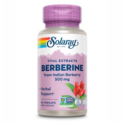 Берберин, для снижения уровня глюкозы и работы кишечника, Berberine from Indian Barberry 500mg - 60 vcaps