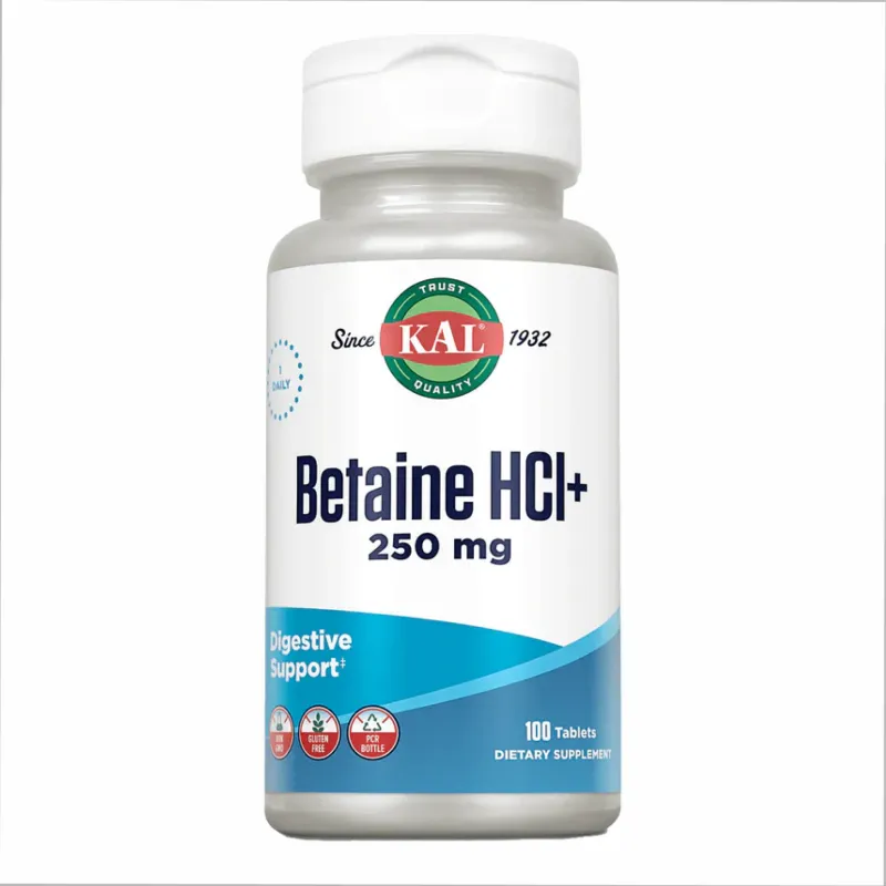 Бетаин с пепсином, Betaine HCl Plus 250mg - 100 tabs