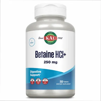 Бетаин Гидрохлорид, Betaine HCl Plus 250mg - 250 tabs