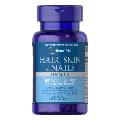 Комплекс для волос, кожи и ногтей, Hair Skin and Nails Formula Type 1 and 3 Collagen - 60 caps