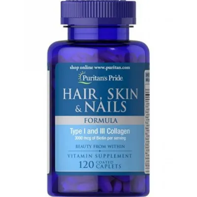 Комплекс для волосся, шкіри та нігтів, Hair, Skin and Nails Formula Type 1 and 3 Collagen - 120 caps