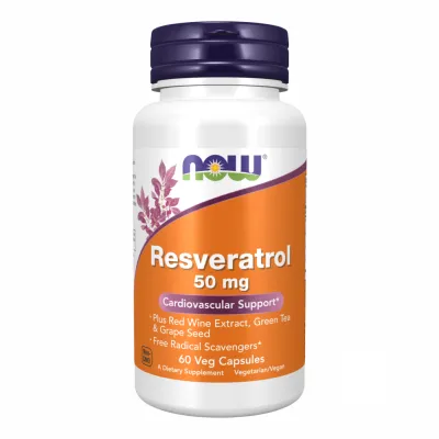 Ресвератрол 50 мг Now Foods (Resveratrol) — 60 веганських капсул