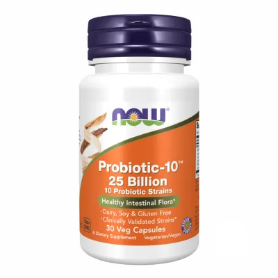 Пробіотик Now Foods (Probiotic-10™ 25 Billion) — 30 веганських капсул, для травлення