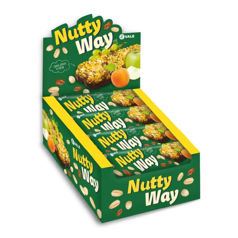 Батончики, Nutty Way - 20x40g (частково глазурований)
