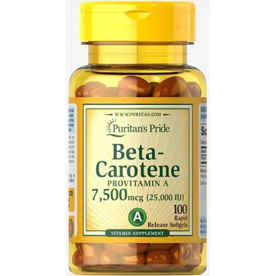 Бета каротин, Beta-Carotene 25000 IU - 100 Softgels