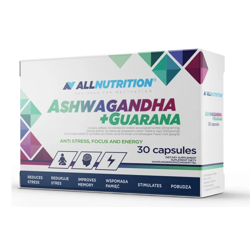 Ашвагандха с гуараной, Ashwagandha 300mg + Guarana - 30caps