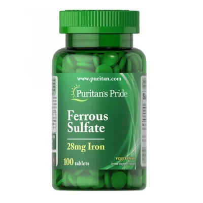 Сульфат заліза, Iron Ferrous Sulfate 28 mg - 100 Tablets
