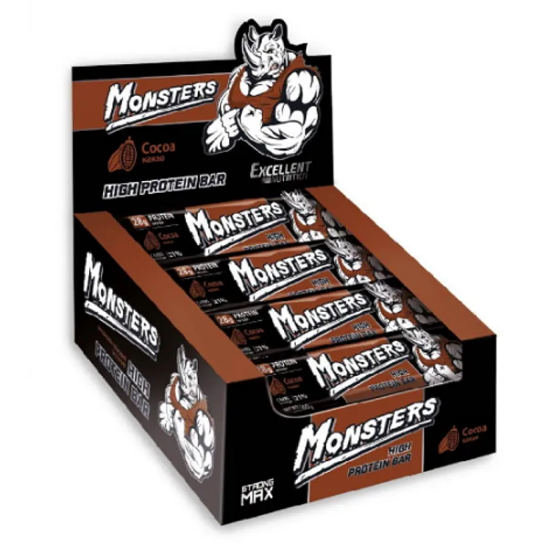 Протеиновые батончики, Strong Max - 80g x 20шт Cocoa